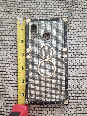 Source Unknown Silver Rhinestone Phone Case with Gold Double Ring
